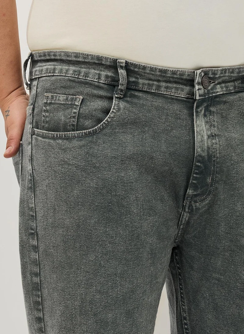 Urbano Fashion  Urbano Plus Men's Grey Regular Fit Heavy Washed Denim Jeans Stretchable for Men | Best Price UAE